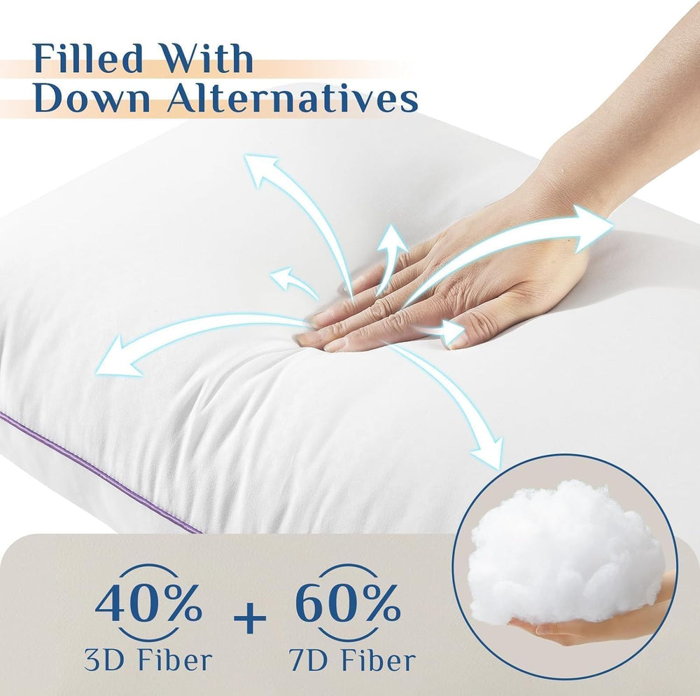 JOLLYVOGUE Pillows Standard Size Set of 4, Washable Supportive Firm Bed Pillo...