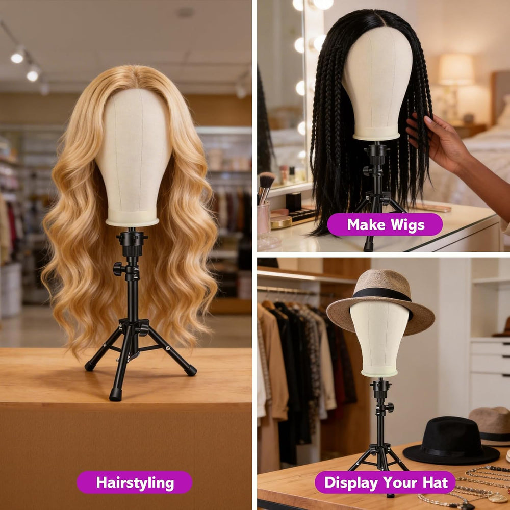 Wig Stand Wig Head Wig Stand Head Mannequin Head for Wigs with Tripod