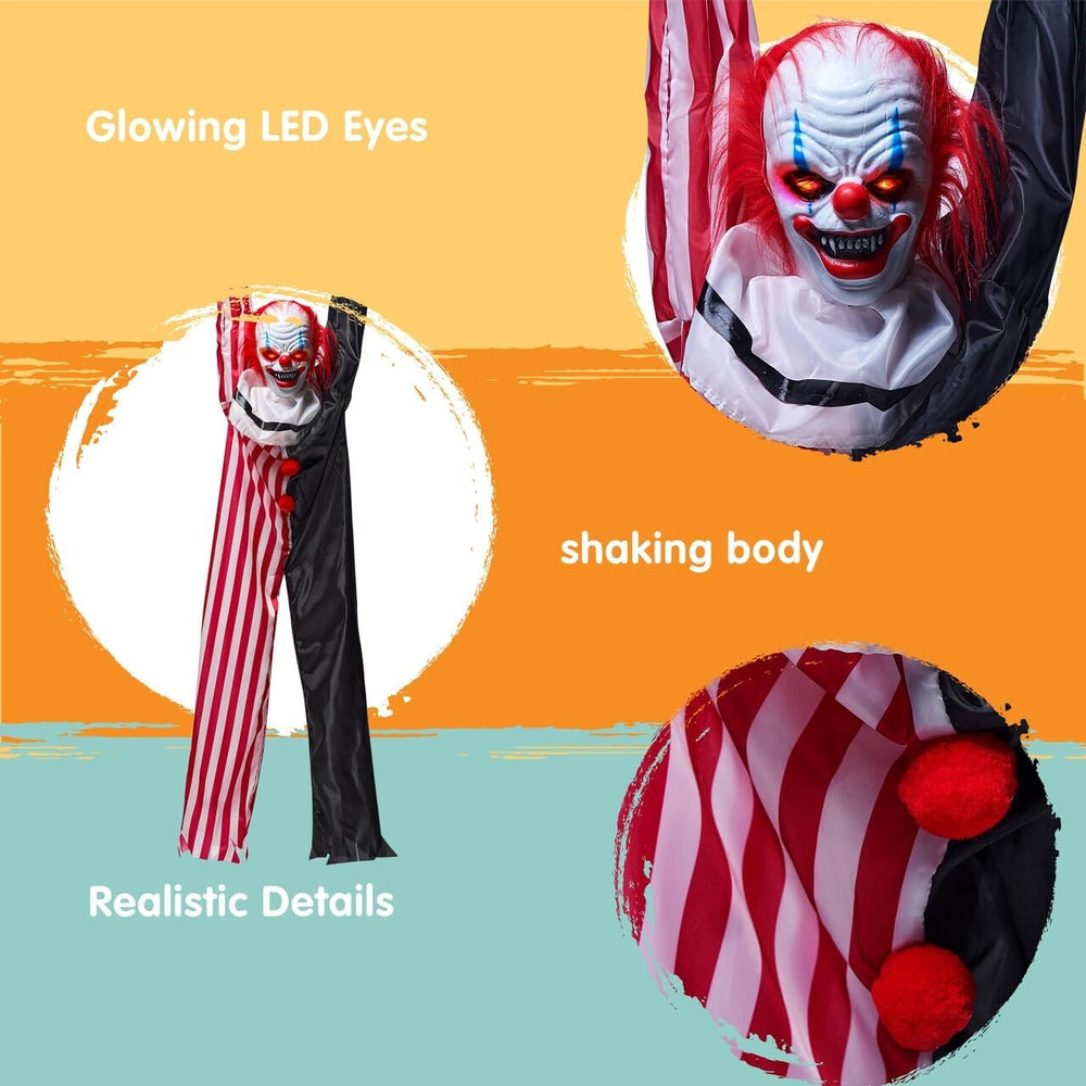 JOYIN 65" Halloween Hanging Scary Clown Decorations with Chain, with LED...
