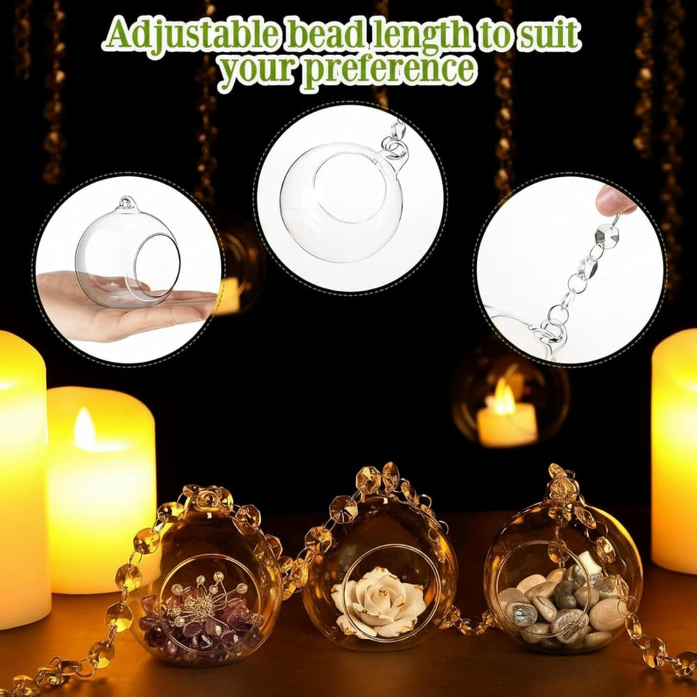 GlikCeil 17 Pcs Clear, Hanging Crystal Garland Decor