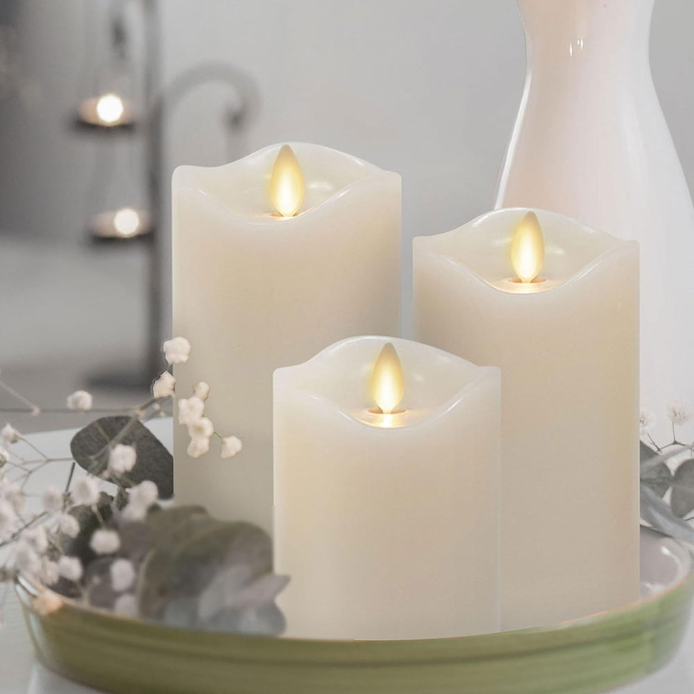 Co. Flameless Pillar Candles Ivory 3.0" x 4.5"/ 5.5"/ 6.5"