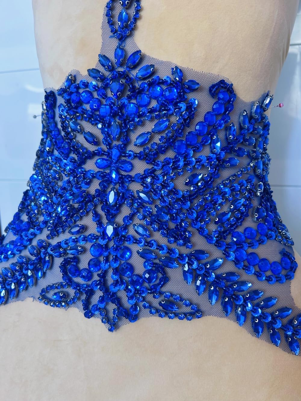 Beaded Lace Sewing Patches Appliques with Stones and Crystals Rhinestones sew...