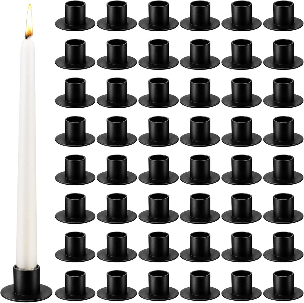 48 Pcs Black Metal Taper Candle Holders Bulk for Wedding Pillar Candles Taper...