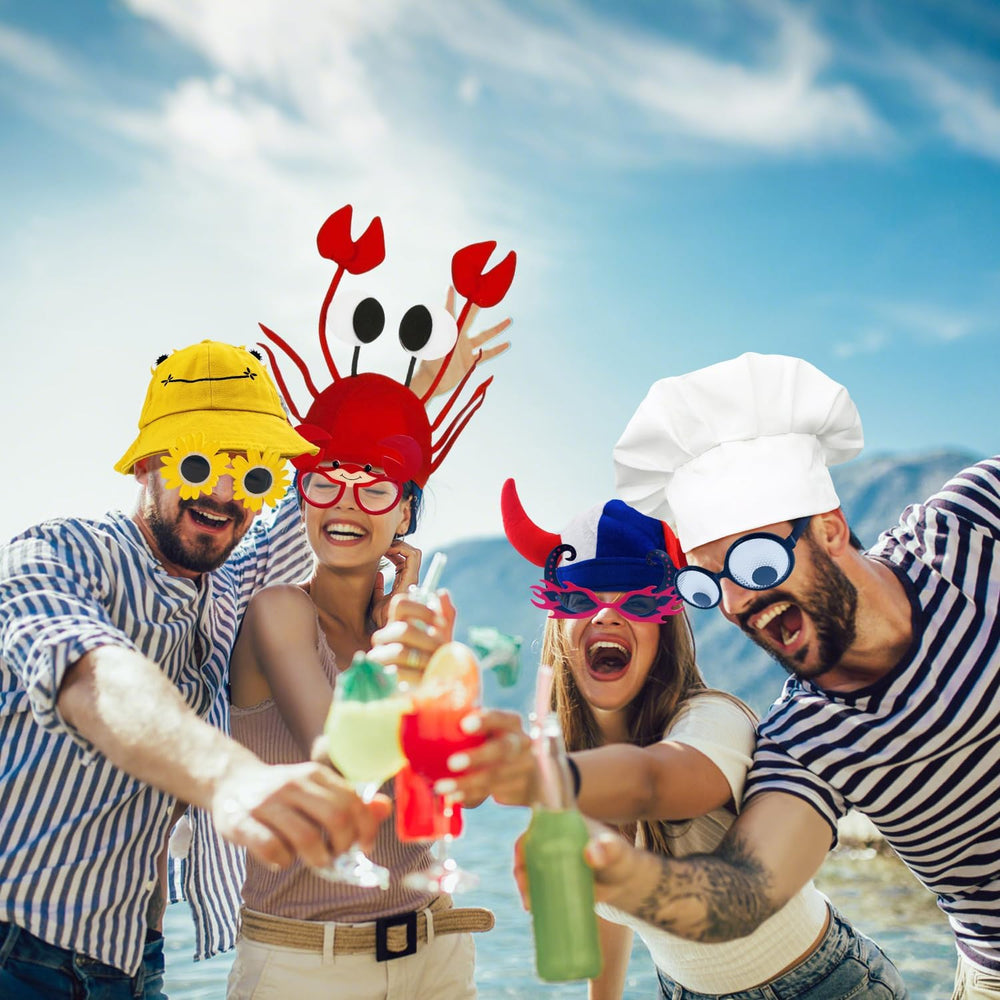 24 Funny Hats and Glasses For Photo Booth Props, 12 Assorted Crazy Party Hats...