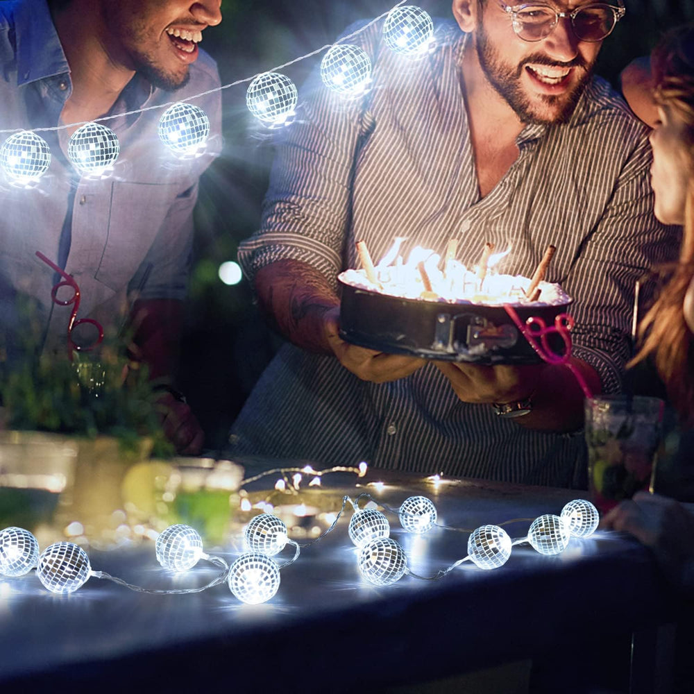 50 LED 16.4Ft Disco Ball String Light - Battery Powered and USB Plug, Disco B...