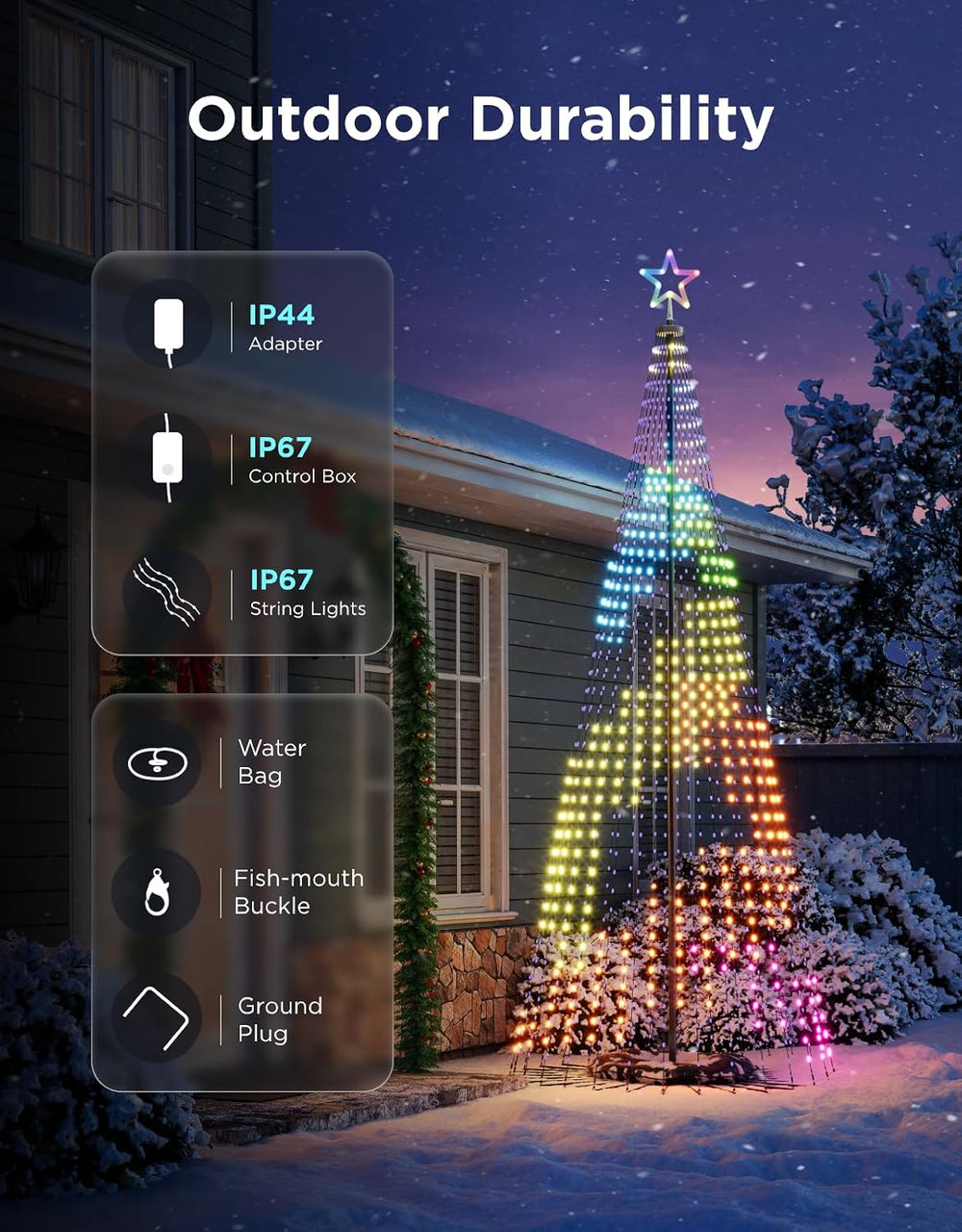 Govee Christmas Cone Tree Lights, 12ft 1210 LEDs RGBIC Christmas Tree Light