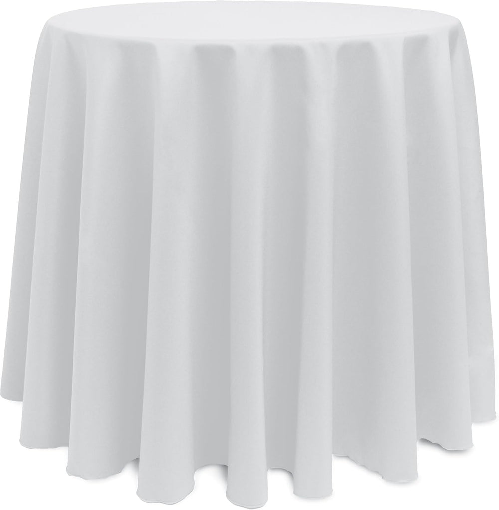 Ultimate Textile 90-Inch Round Polyester Table Cover, White, 10 Pack