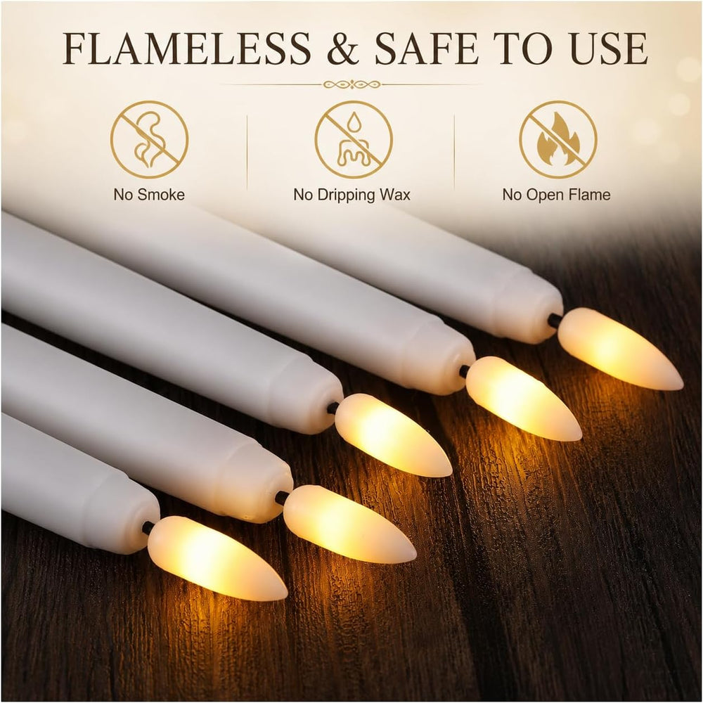 20 Pcs LED Flameless Taper Candles with Remote Timer, 9.65", White