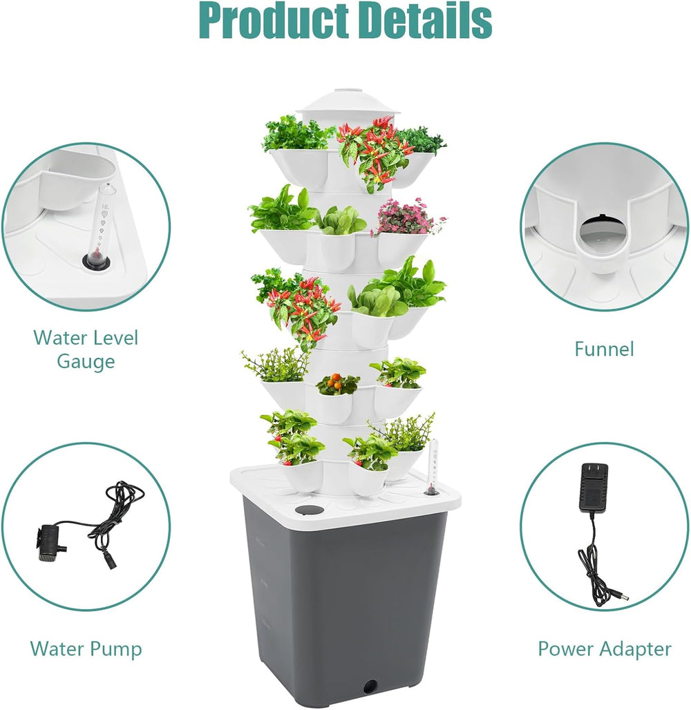 25-Plant Vertical Tower Garden System - Indoor Hydroponic Growing Kit