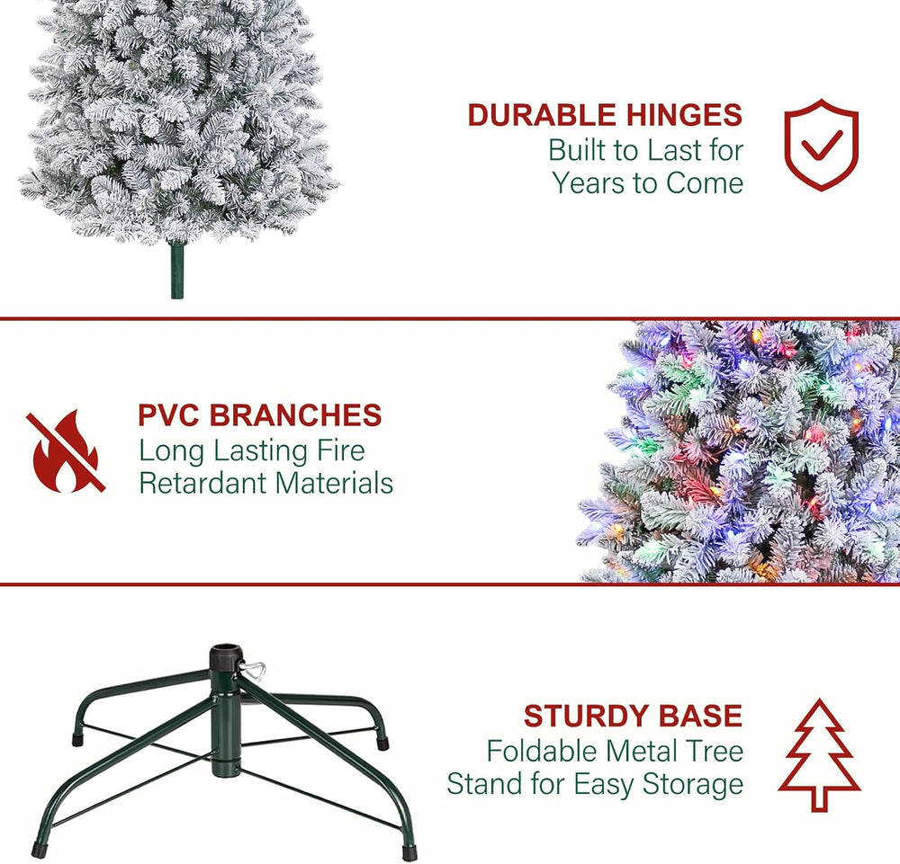Hykolity 7.5 ft Prelit Snow Flocked Pencil Slim Christmas Tree (Sold Exclusiv...