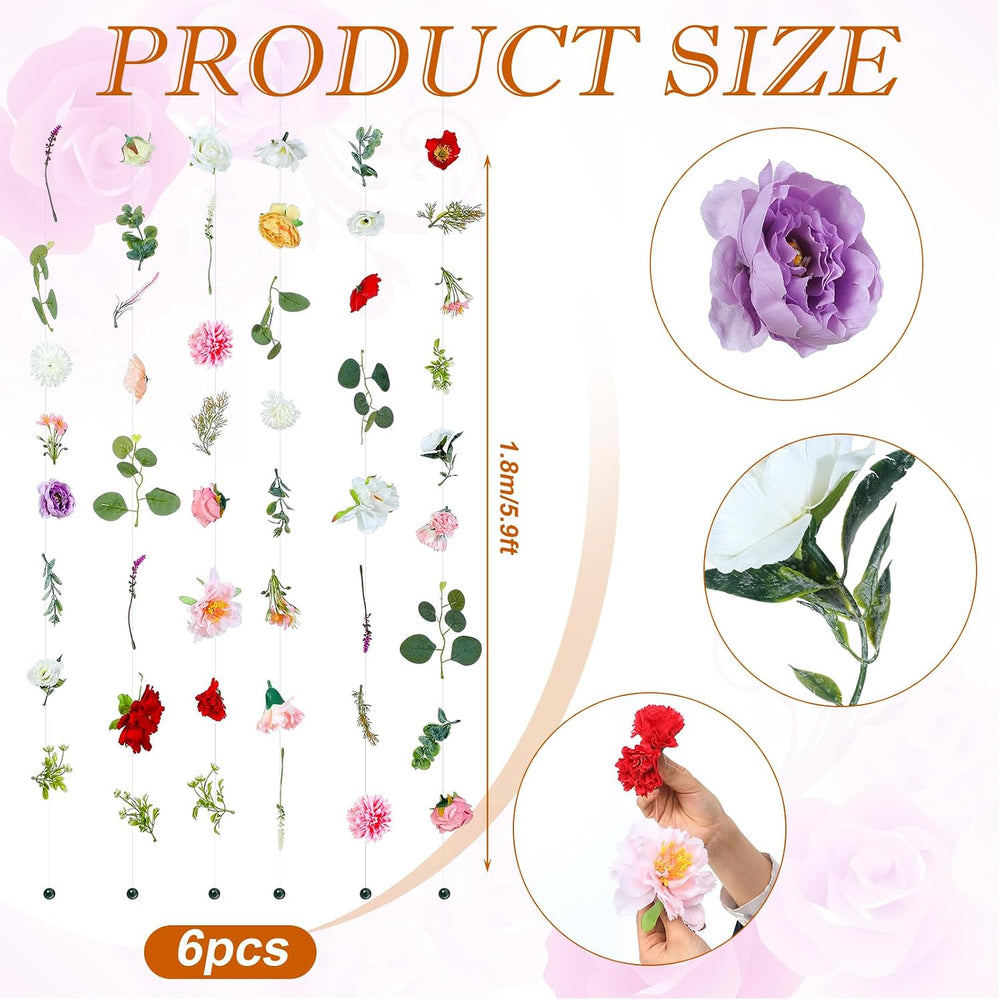 6 Pcs 35.6 ft Hanging Flower Artificial Wildflower Garlands Floral Vines