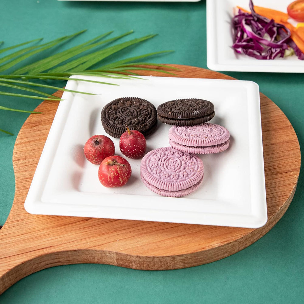 LIYH 200 Pack 6 Inch Compostable Sugarcane Square Small Paper Plates – Biodeg...