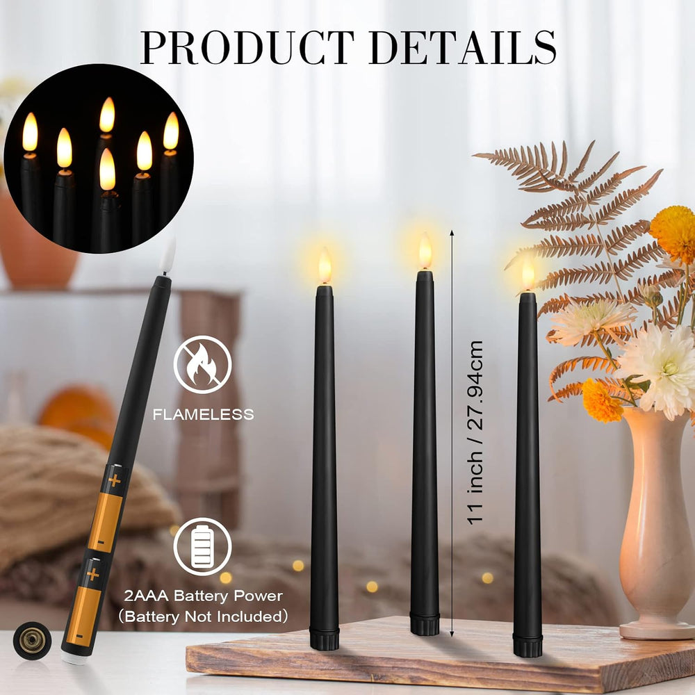 Qunclay 84 Pack Flameless Taper Candle Bulk 11 Inch Battery Operated, Black