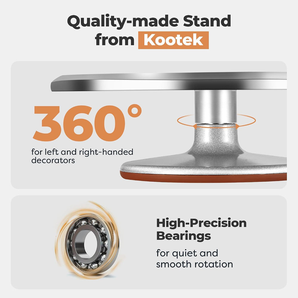 Kootek 12" Silver Aluminum Alloy Cake Turntable, Cake Stand for Decorating