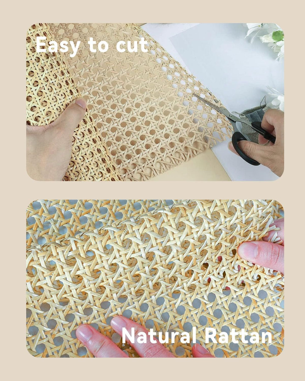 16-inch Wide Rattan Webbing 80-inch Long (6.6 ft.) Rattan Webbing Rolls for F...