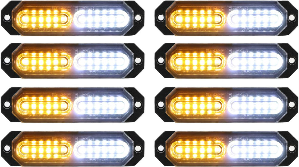ASPL 8pcs Ultra Slim 12-LED Surface Mount Flashing Strobe Lights