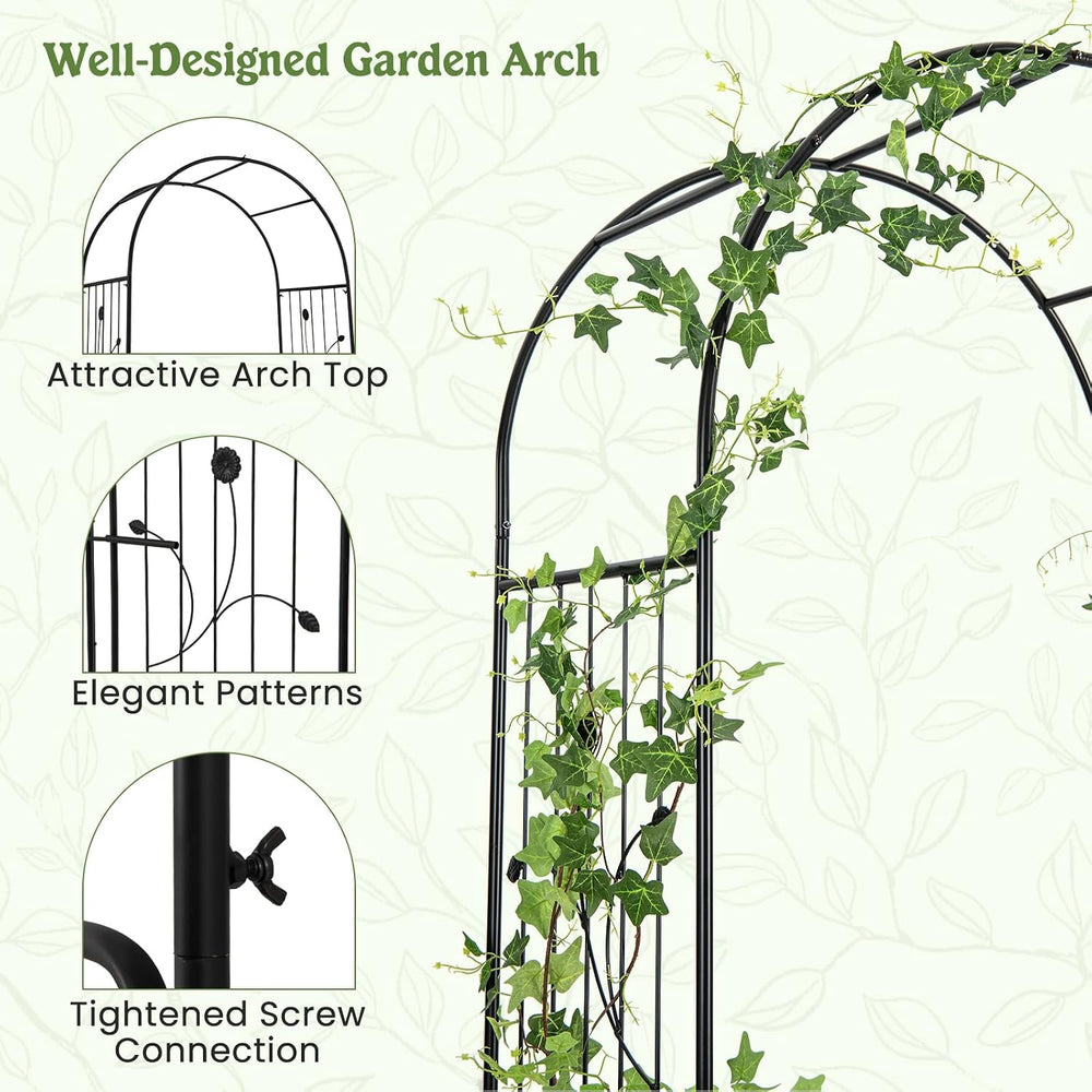 S AFSTAR 87-Inche Garden Arbor with Gate & Side Planter Box, Metal Garden...