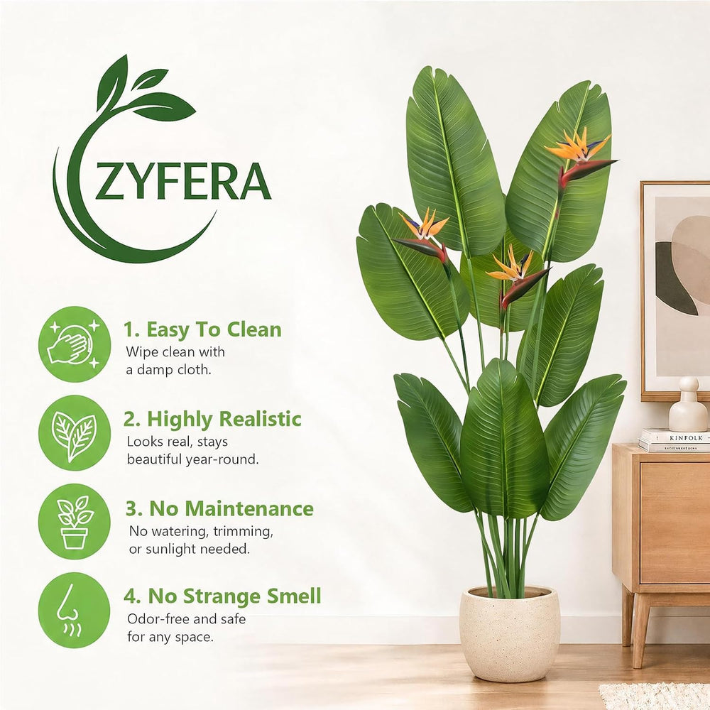 Artificial Bird of Paradise Flowers,5FT Fake Banana Tree for Home&Office