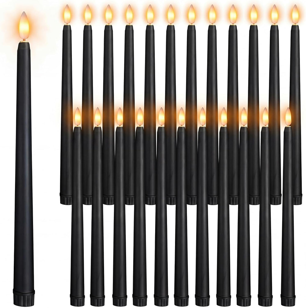 Macarrie 24 Packs Flameless Taper Candles Battery LED 11",Black
