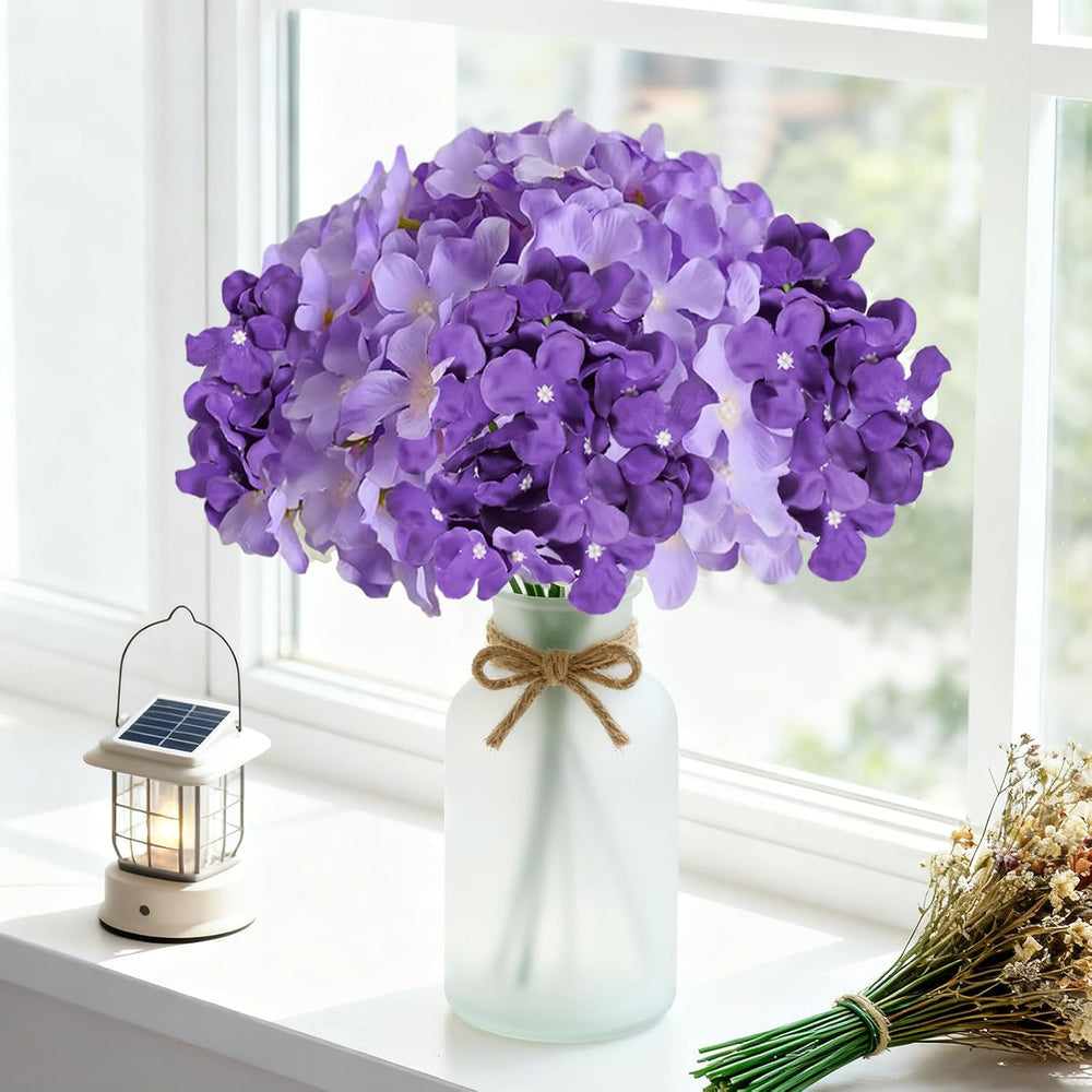 50 Pcs Faux Purple Mix Hydrangea Artificial Flowers Bulk Fake Flowers