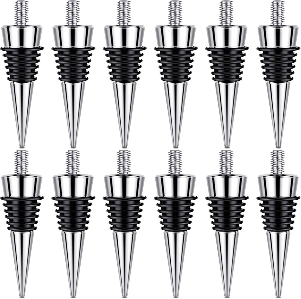 Honeydak 12 Pieces Stainless Steel Wine Bottle Stoppers Reusable Corks