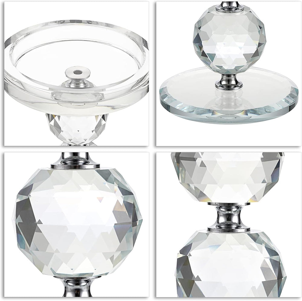 OwnMy Crystal Glass Pillar Candlestick Holders Pillar Candle Holders Sets