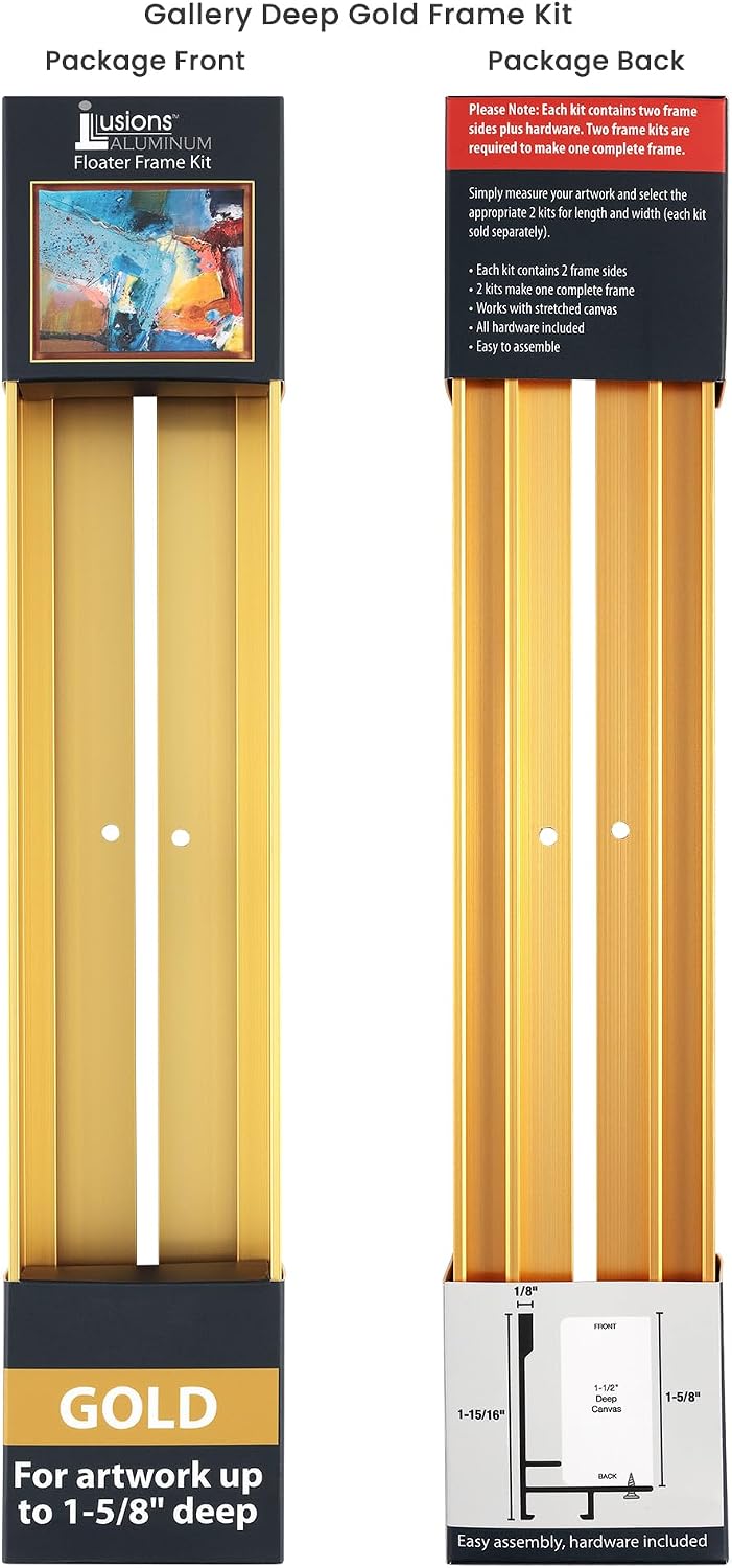 Creative Mark Illusions Metal Floating Frame Kit Pairs for Canvas - Gold, Two...
