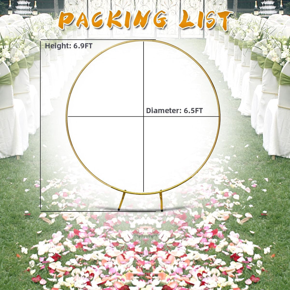 Round Backdrop Stand Circle Arch, 6.5ft Golden Metal Balloon Arch Kit for Par...