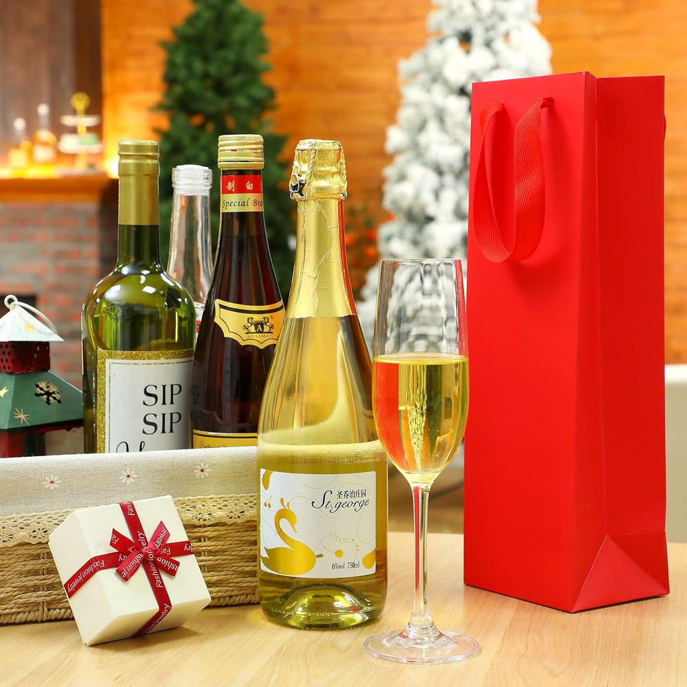 Zonon 48 Pieces Colorful Wine Gift Bags Bulk Christmas Wine Bottle Paper Bags...