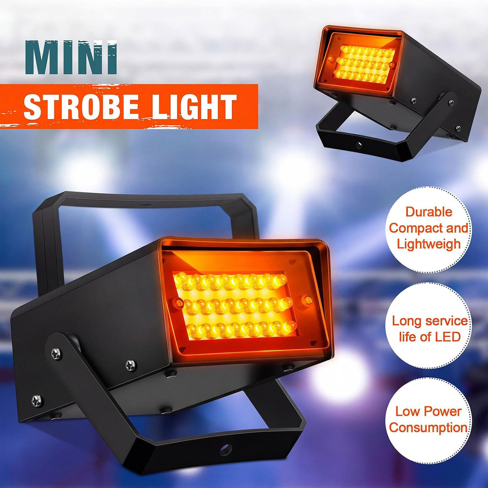 Treela 4 Pack Strobe Party Light Small Bright LED Outdoor, Orange, 24 LED