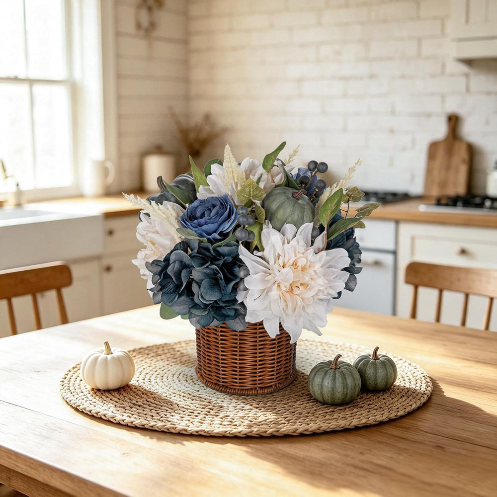 Hollyone 13.8" Fall Flowers Arrangement in Baskets Pot Outdoor Indoor Fa...