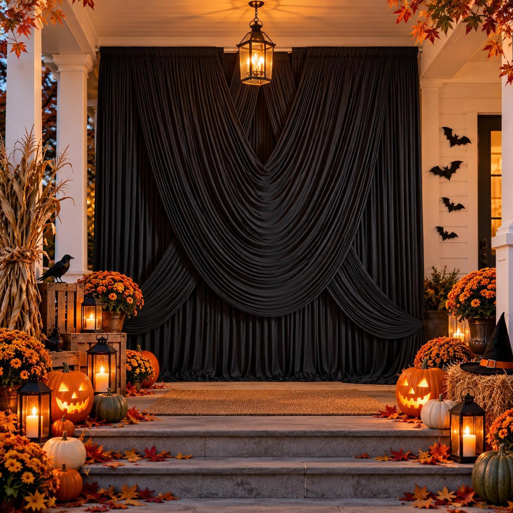 20ft x 10ft Wrinkle Free Black Backdrop Curtain for Parties Weddings, 4 Panel...
