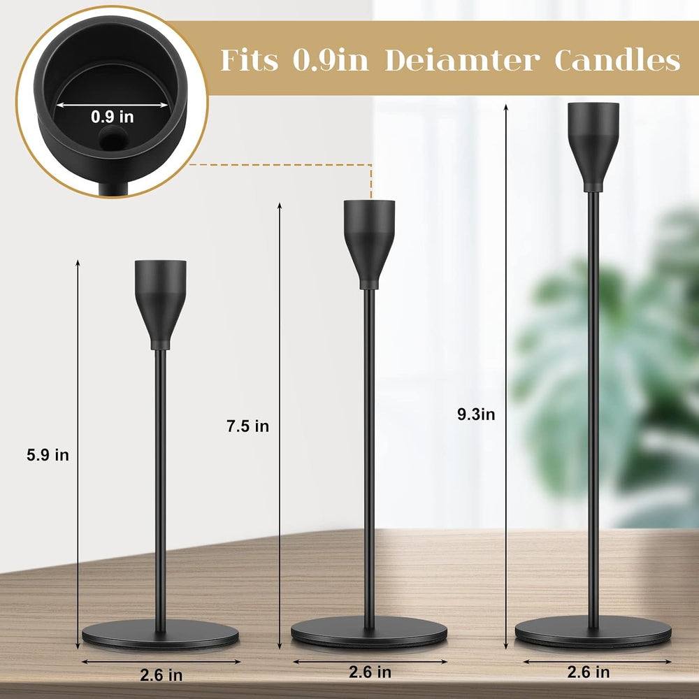 6 Pcs Black Metal Taper Candle Holder for Christmas