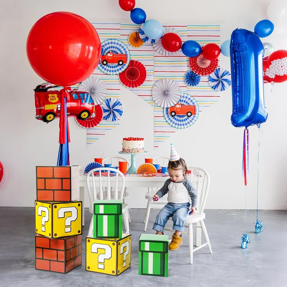 6PCS Big Party Boxes with 6 Set Centerpieces, Question Brick Pipe Boxes for B...