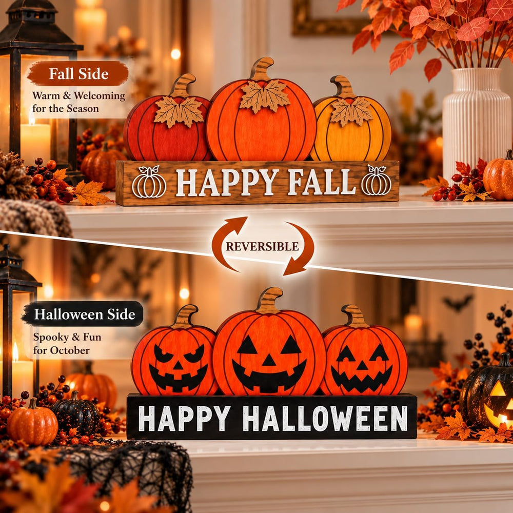 4 Pcs Fall Halloween Decorations for Home Mantel Table Centerpieces
