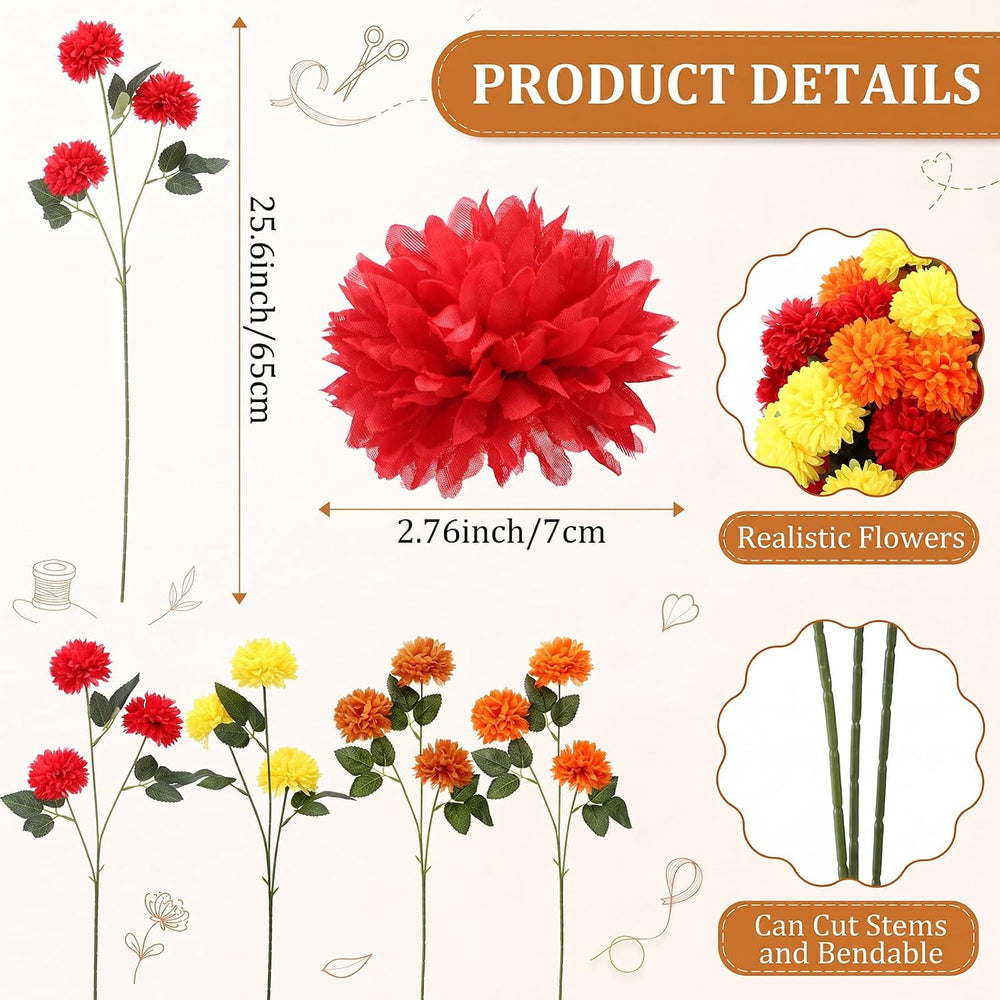 Norme 24 Pcs Artificial Fall Flowers for Outdoors 25.6 Inch Fake Mums