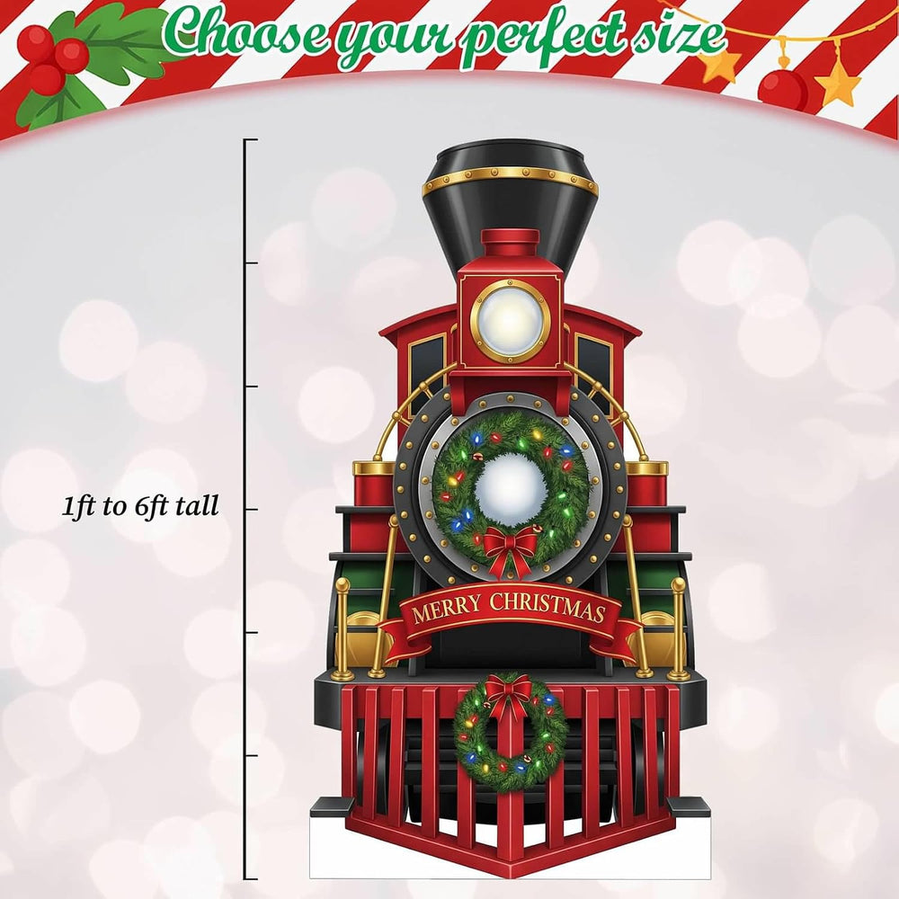 Christmas Train Engine Cardboard Cutouts, 4mm Corrugated Plastic Standee Deco...