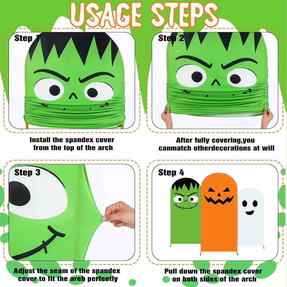 Moukeren 3 Pcs Halloween Arch Cover 4ft 5ft 6ft Pumpkin Ghost Theme