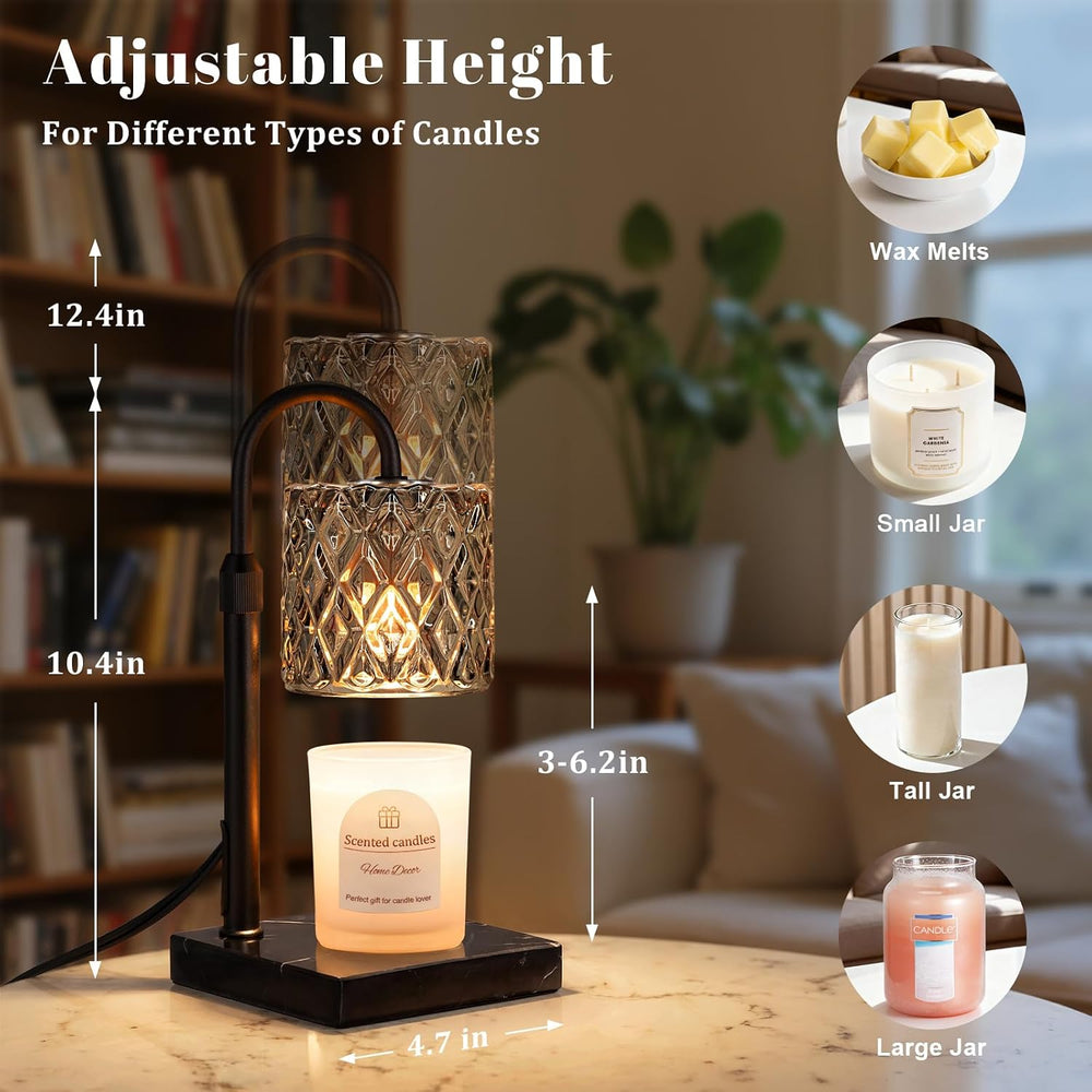 Black Marble Candle Warmer Lamp with Timer,Wax Melt Warmer Kitchen Decor