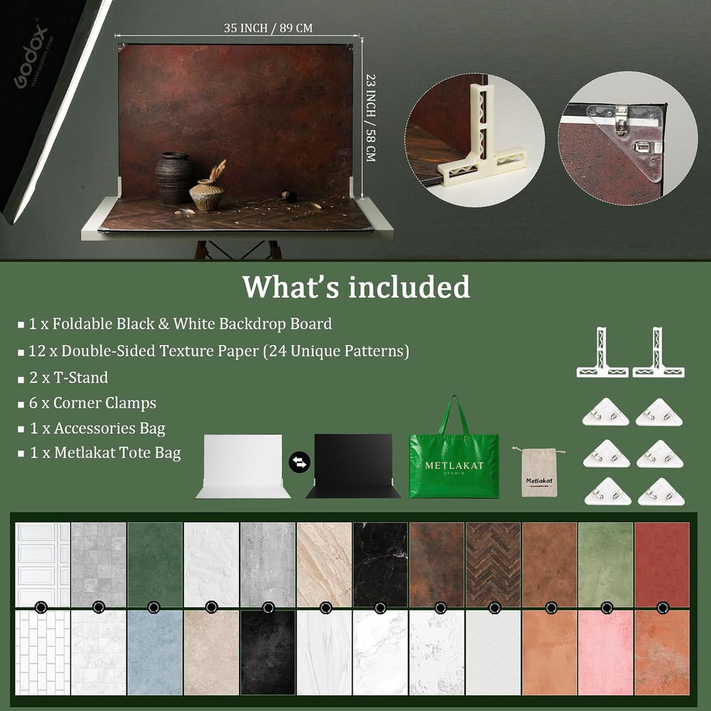 Food Photography Backdrops, 23x35inch, 12Pcs Double-Sided Paper