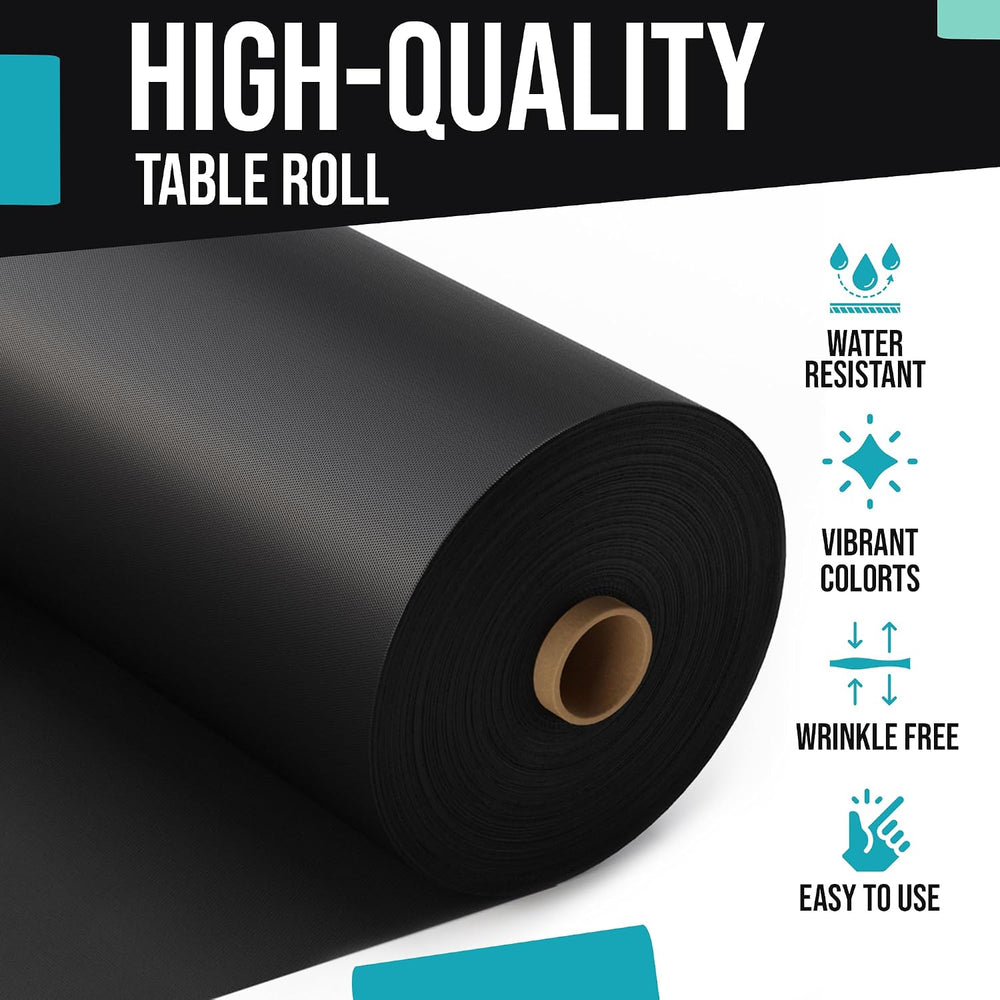 Exquisite Black Plastic Table Cover Roll 40" X 600' Table Cloth Plas...