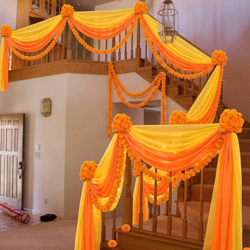 Tegeme Diwali Mehndi Decoration Artificial Marigold Garland Decor Set, Bold