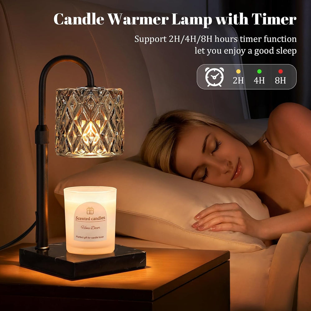 Black Marble Candle Warmer Lamp with Timer,Wax Melt Warmer Kitchen Decor
