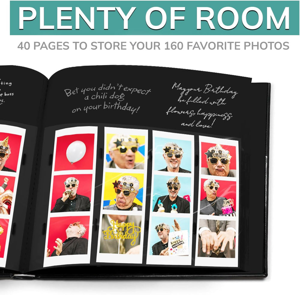 pbf Photo Booth Guest Book, 2x6 Photo Strip Scrapbook Album, Black, 1-Pack