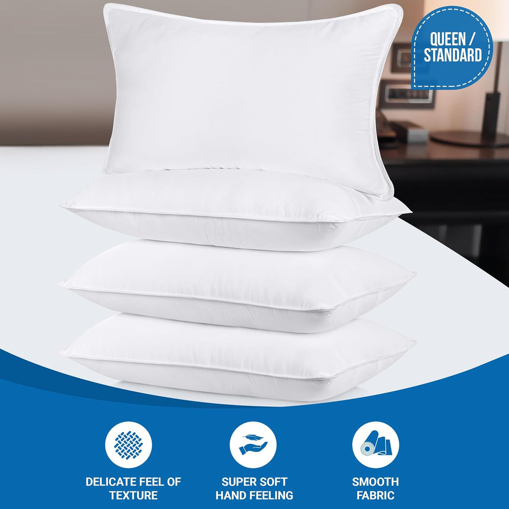Utopia Bedding Bed Pillows for Sleeping (White), Queen Size Set of 4, Hotel P...