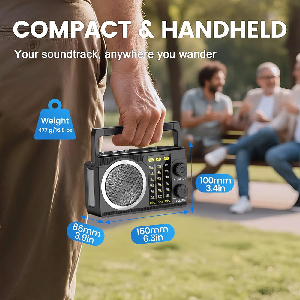 PRUNUS J-135 AM FM Radio Portable Bluetooth,Solar/AA Battery Operated