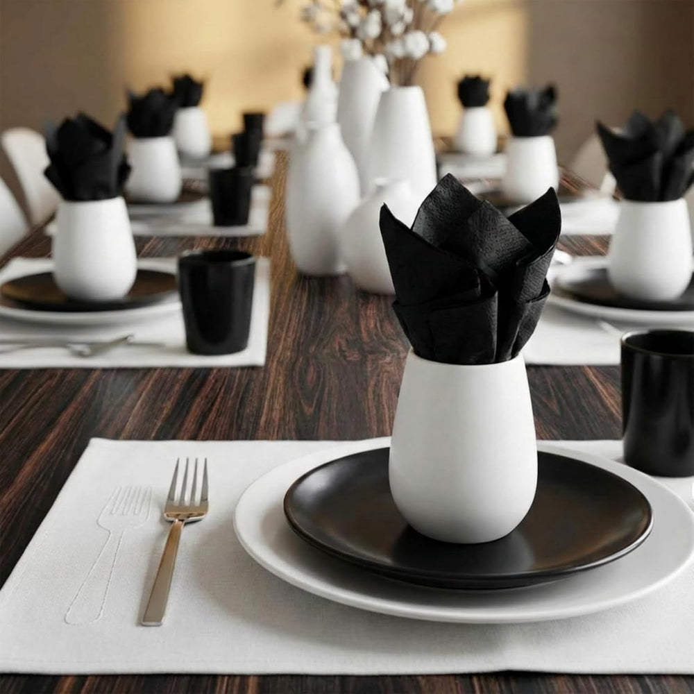 Henoyso 1000 Pack 2 Ply 4.5 x 4.5 Inch Black Cocktail Napkins Bulk