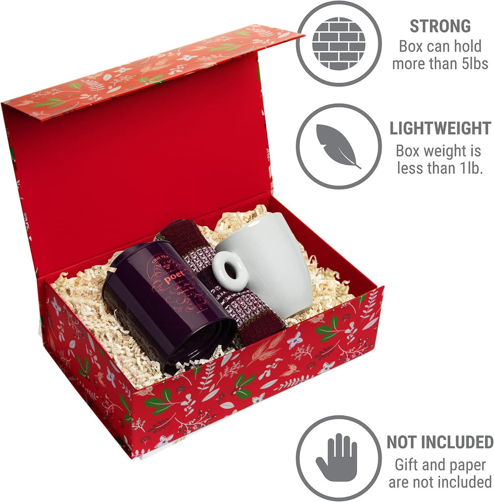Christmas Gift Box with Magnetic Lid 3-Pack | Red Decorative Gift Boxes for P...