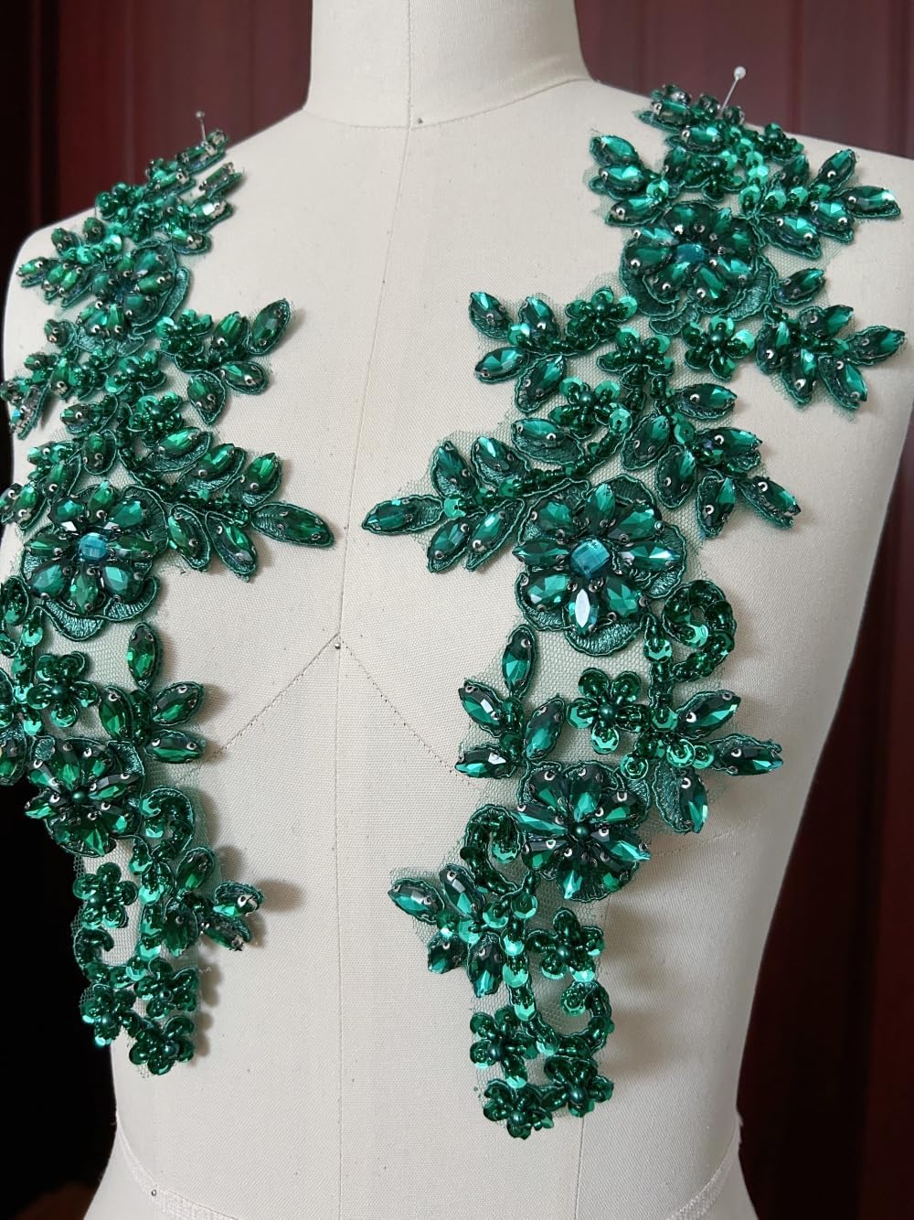 1 Pair Rhinestones Lace Applique Accessories Handsewing Glass Beads Stones Tr...