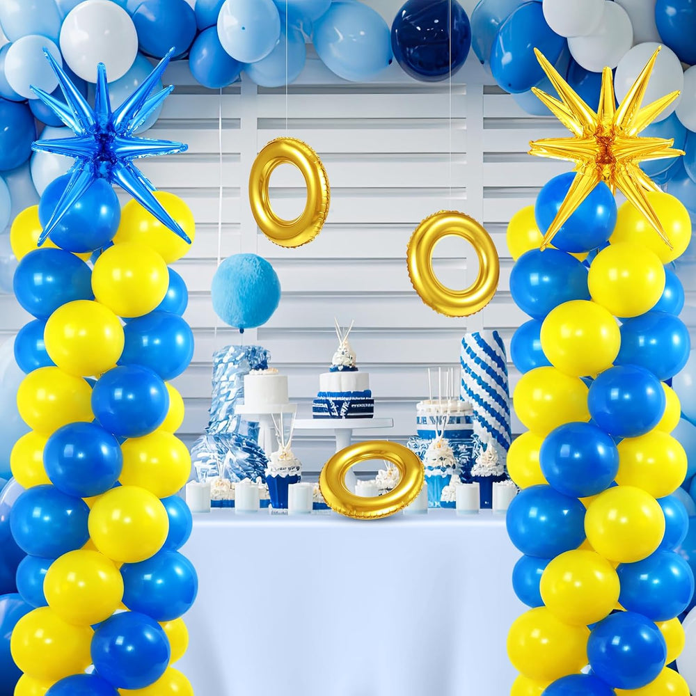 2 Set Blue Yellow Party Decor Cartoon Balloon Column Stand Kit